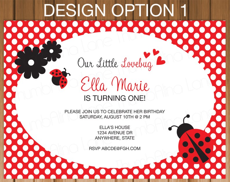 Invitaciones imprimibles ladybug, lovebug, cumpleaños, baby shower, bricolaje imagen 2