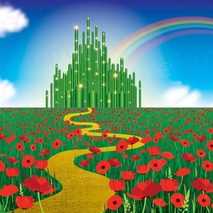 Printable Wizard of Oz Backdrop, Instant Download, 6ft x 4ft, Wizard of Oz Background, Banner, Party Prop, Photography Prop image 1