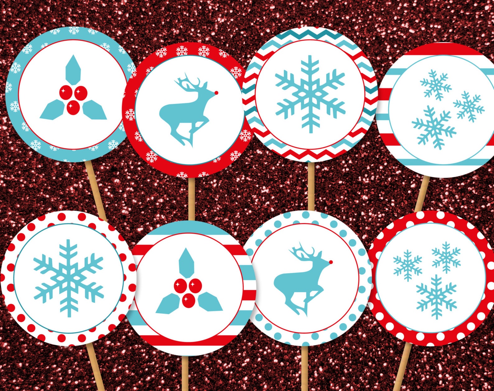 Holiday Printable Cupcake Toppers, Instant Download - Digital File ...