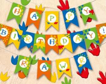 Dinosaur Printable Party Banner, HAPPY BIRTHDAY, Rawr, Instant Download, DIY