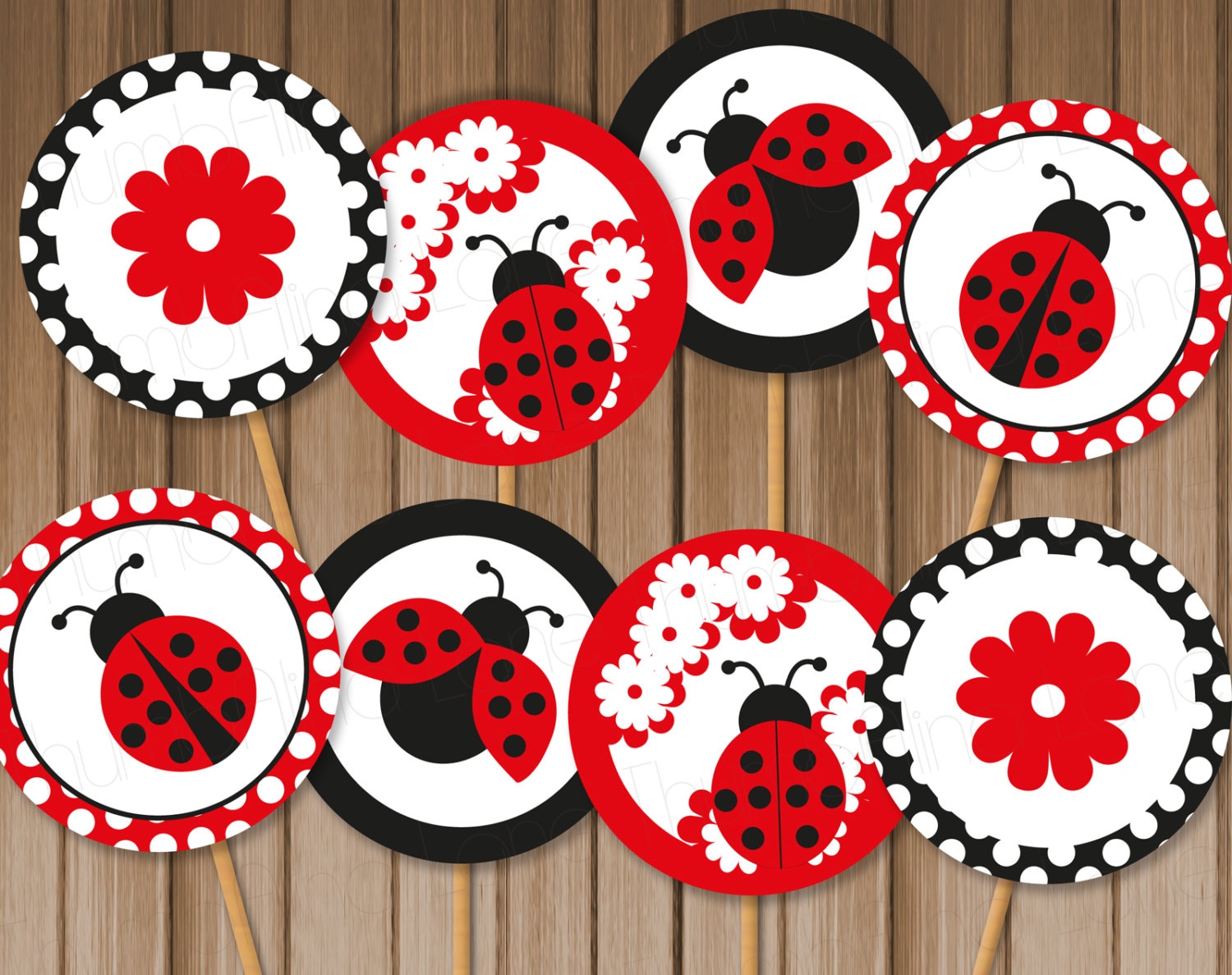 Ladybug Printable Cupcake Toppers Instant Download Digital - Etsy