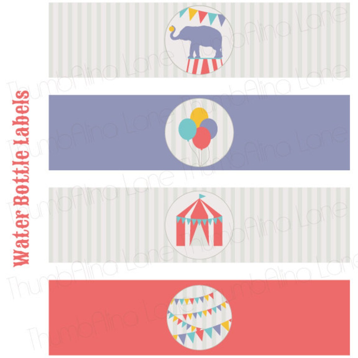 Carnival Circus Printable Water Bottle Labels, Instant Download ...