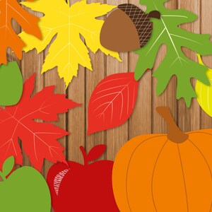 Fall Autumn Printable Party Banner Garland Hanging Decorations, Instant Download, Pumpkins, Leaves, Apples, Acorns, Thanksgiving, Halloween