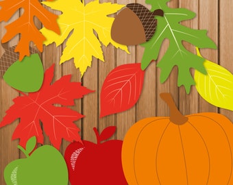 Fall Autumn Printable Party Banner Garland Hanging Decorations, Instant Download, Pumpkins, Leaves, Apples, Acorns, Thanksgiving, Halloween