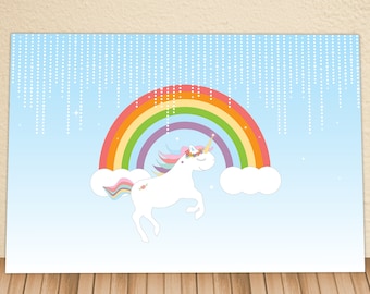 Printable Unicorn Rainbow & Sparkles Backdrop, Instant Download, 6ft x 4ft, Banner, Party Prop, Photography Prop