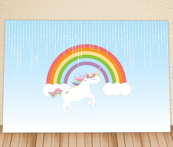 Printable Unicorn Rainbow & Sparkles Backdrop, Instant Download, 6ft x 4ft, Banner, Party Prop, Photography Prop Il_570xn