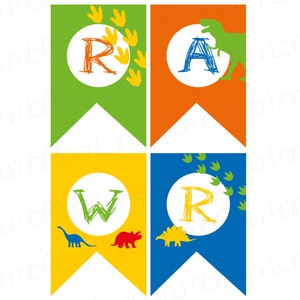 RAWR, Dinosaur Printable Party Banner, Instant Download, DIY