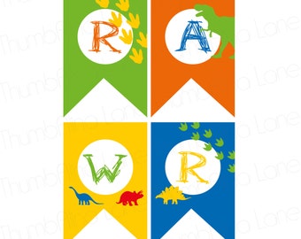 RAWR, Dinosaur Printable Party Banner, Instant Download, DIY