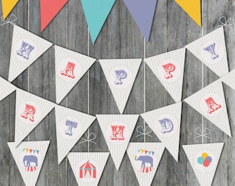 Printable Carnival Circus Happy Birthday Banner, Instant Download - Birthday Party Banner -DIY