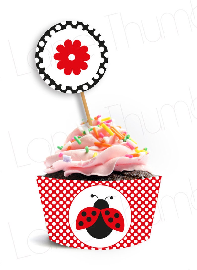 Ladybug Printable Cupcake Toppers Instant Download Digital - Etsy