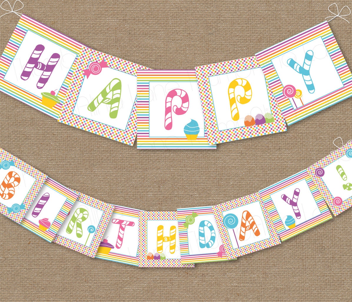 Sweet Shop Candy Land Printable Happy Birthday Party Banner Instant Download DIY