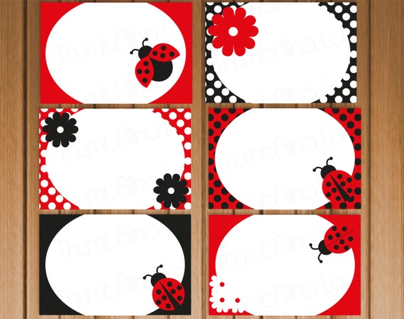 Ladybug Printable Folding Buffet Cards Instant Download Etsy