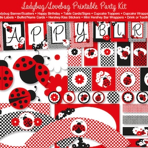 Ladybug Printable Party Kit, Happy Birthday, Instant Download image 1