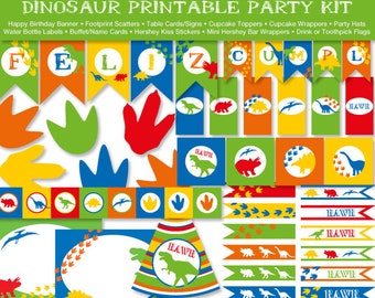 FELIZ CUMPLEAÑOS!, Dinosaur Printable Party Kit, Instant Download