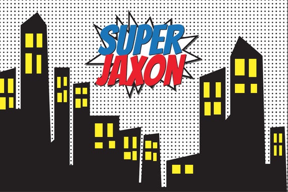 Printable Superhero Backdrop, Custom Name,Birthday, 6ft x 4ft, Banner, Party Prop, Photography Prop, Super Heroes Il_570xn