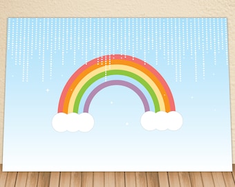 Printable Rainbow Sparkles Backdrop, Instant Download, 6ft x 4ft, Banner, Party Prop, Photography Prop