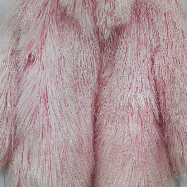 Vintage Mongolian Tibetian Lamb Pink Jacket M-L hold for Virginia