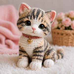 Virkmönster för amigurumi-katt | PDF-handledning för realistisk kattunge (nedladdning direkt)