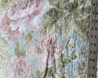 Waverly Floral Quilted Standard Pillow Sham Blue Pink Green 20x27