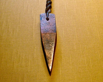 PRIMITIVE Tool, HANDMADE, Antique Copper Soldering Iron, Wooden Handle, VINTAGE, 19.5" Long, Wonderful Antique Hand Tool