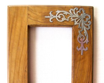 Antique Picture Frame, Silver Decorated Elm, Gorgeous Original Satiny Finish,  c.1910, Very Elegant, Edwardian, Downton