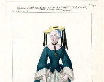 Fashion, Opera Costume, French, c.1834, Hand Colored, Antique Engraving, Paris, Maleuvre, Superb Condition!