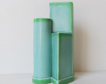 Mid-Century Modern, Pottery, Vase, Ceramic, Sculptural, Sublime! 3-Part, Gorgeous, Blue and Green, Luminous, Superb Condition