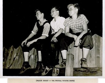WPA, BROOKLYN, Federal Theater Project, Vintage, Original Photograph, NYC, 3 Boys, c.1937, Original Text, Superb Image, Great Condition