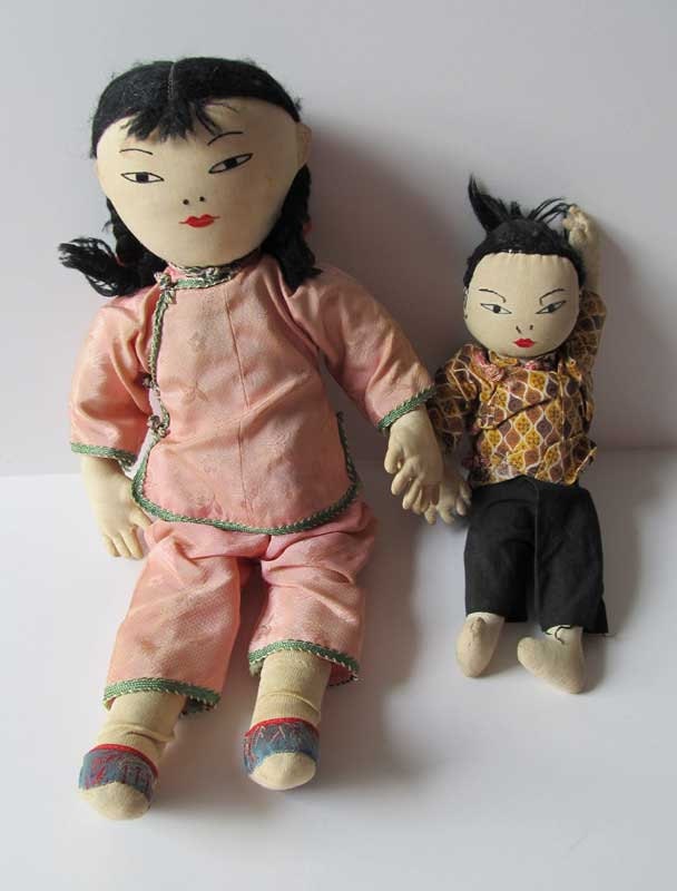 Vintage ASIAN DOLLS Girl and Boy Cloth Rag Dolls 1950s A Sweet Etsy