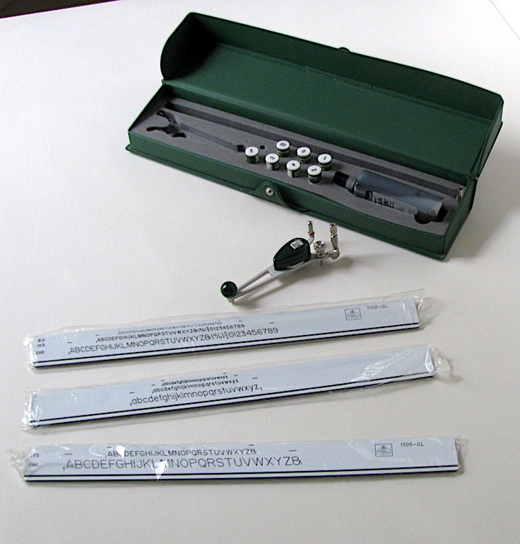 Vintage Faber-castell Lettering Set, Made in Japan, Green Case That Snaps,  Not Sure If Complete, Appears to Be Unused, 1960s 