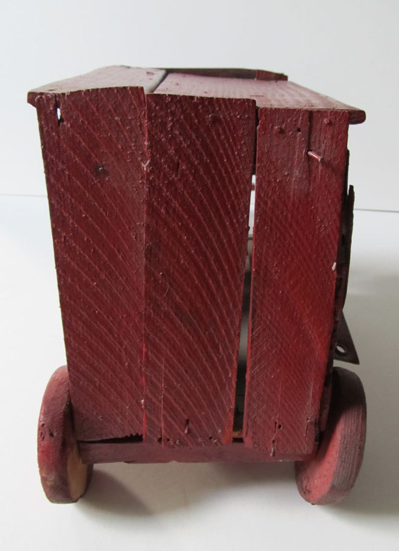 Primitive Vintage Folk Art Toy Movable Red Stagecoach: Wood and Metal Completely Hand Made Whimsical /& Wonderful Rustic Sweetheart