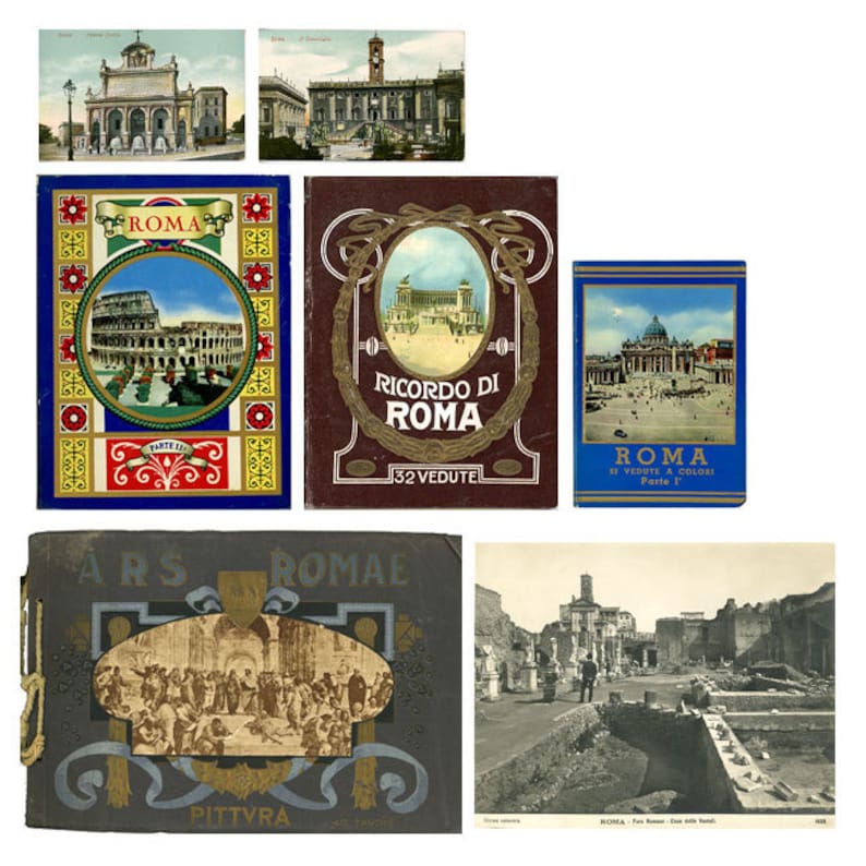 Extensive Instant Collection Rome Postcards Viewbooks Italy Superb Antique Rome Travel Souvenirs Photographs