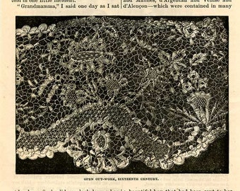 LACE History, 1876, Historic, Antique, Illustrated Article, 11 pages, 12 Wood Engraving Illustrations, Comprehensive Information