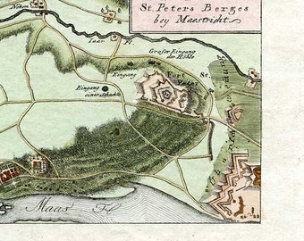 Spelunking, Maastricht, Netherlands, Antique, Hand Colored, Engraving, Bertuch, 1806, Detailed Map, Gorgeous Condition