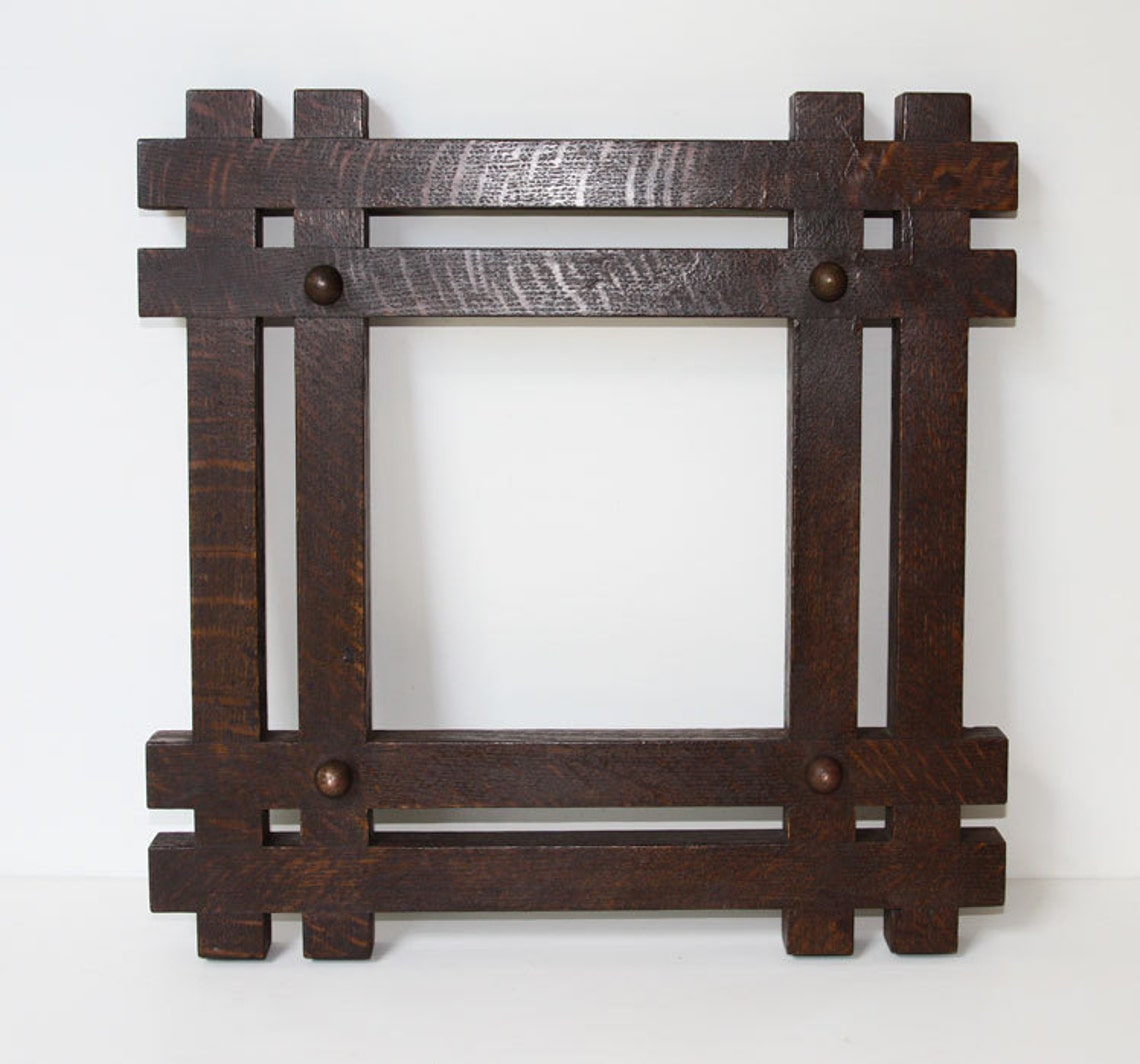 Mission Picture Frame, Antique, Quarter Sawn Solid Oak, Original Patina
