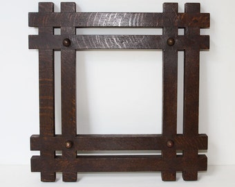 Mission Picture Frame, Antique, Quarter Sawn Solid Oak, Original Patina, in Phenomenal Condition! Sturdy and Beautiful, c.1905, Ready to Use