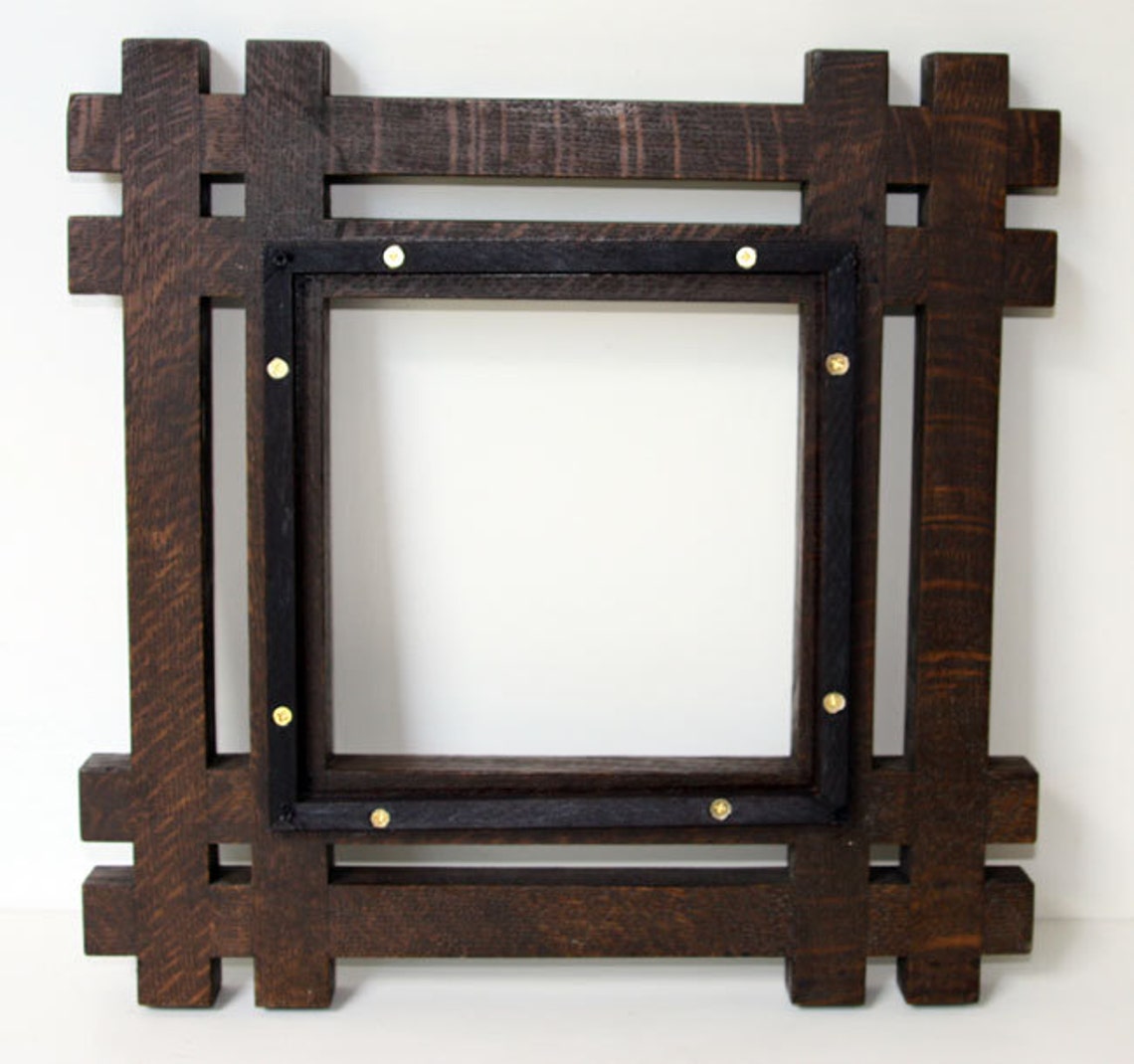 Mission Picture Frame, Antique, Quarter Sawn Solid Oak, Original Patina