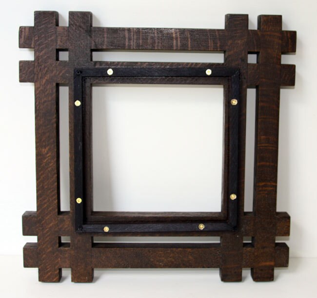 Mission Picture Frame, Antique, Quarter Sawn Solid Oak, Original Patina