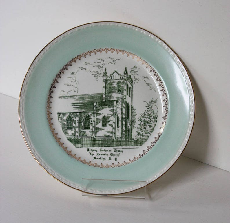Brooklyn Bethany Lutheran Church Historic Church Superb Condition Vintage Commemorative Plate New York Dedicated 1918