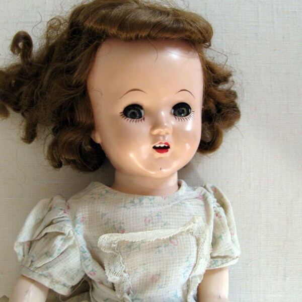 Adorable, Fully Jointed, Doll, Vintage Hard Plastic, Original Clothing, Late 1940s-early 1950s, Synthetic Saran Hair, A Cutie!