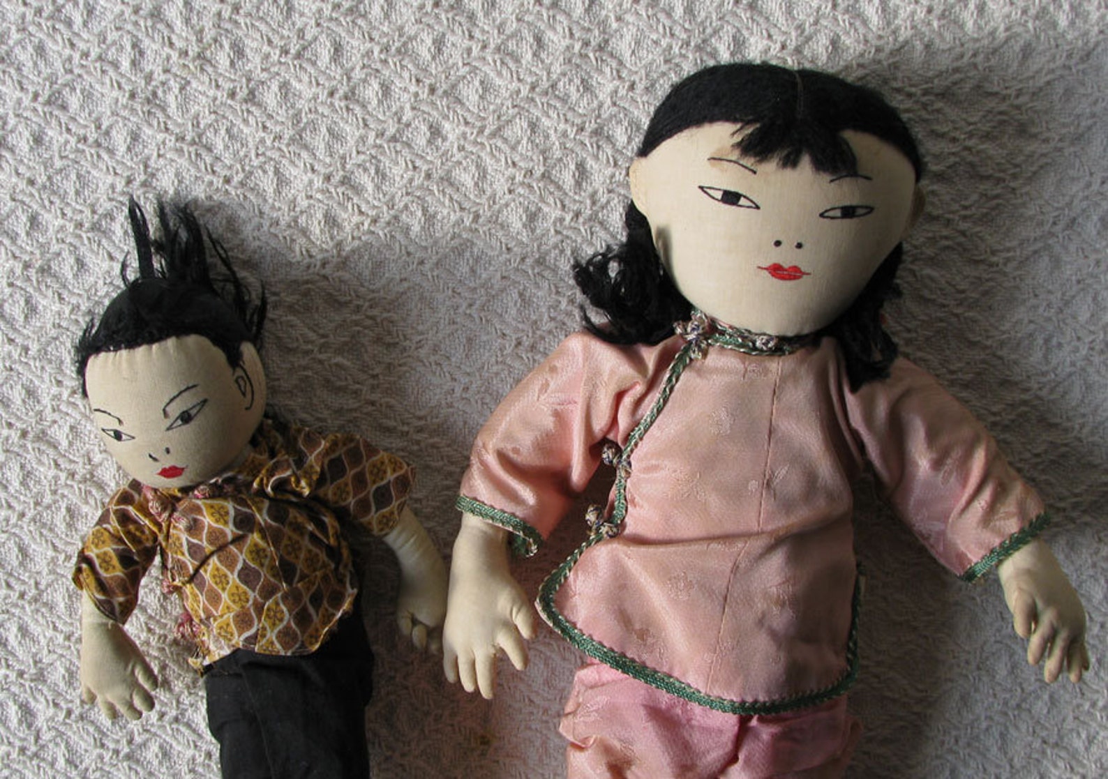 Vintage ASIAN DOLLS Girl and Boy Cloth Rag Dolls 1950s A Sweet Etsy