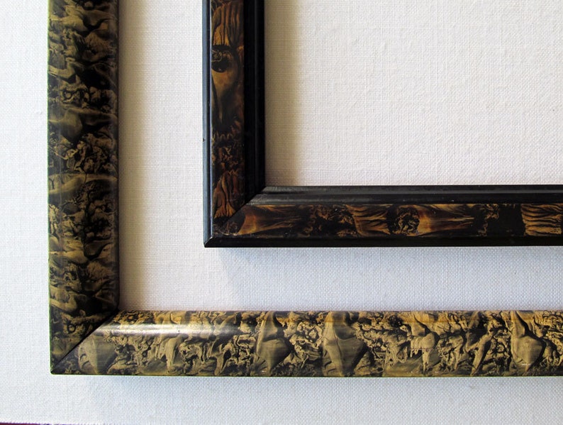 Antique Picture Frames, 2 Faux Marble Finish Over Wood, Lovely Satiny