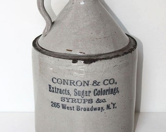 Antique NYC Advertising JUG, 265 West Broadway, c.1900, Stoneware, Pottery, Restaurant, Country Kitchen, No Shipping Charge with Pickup