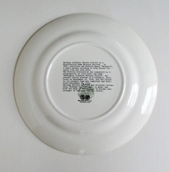 Brooklyn Bethany Lutheran Church Historic Church Superb Condition Vintage Commemorative Plate New York Dedicated 1918