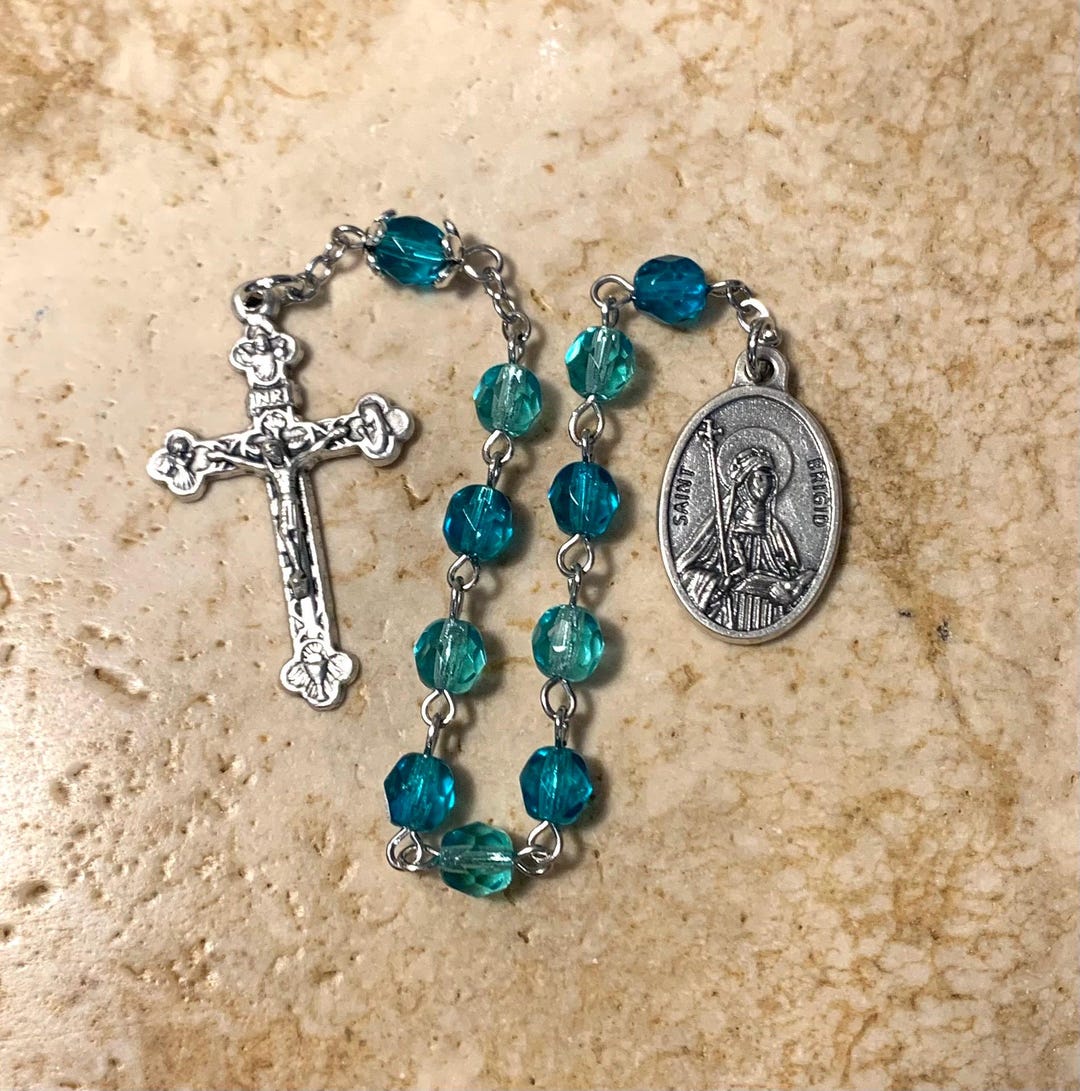 St. Bridget of Sweden Teal Crystal Rosary Tenner - Etsy