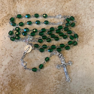 May/Emerald Green Crystal Birthstone Rosary