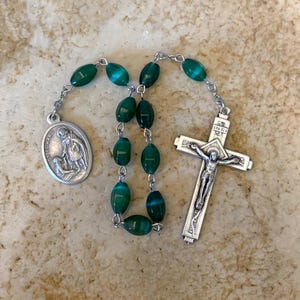 St. Edward Green Glass Rosary Tenner