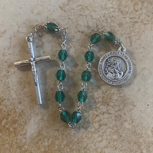 St. Catherine of Sweden Teal Green Crystal Rosary Tenner