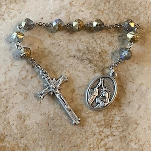 St. Rita Iridescent Gold & Lavender Glass Rosary Chaplet