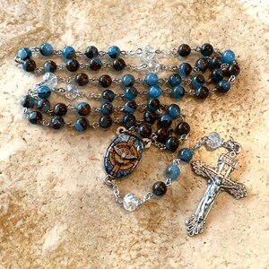 Holy Spirit Blue/Brown Stone Rosary